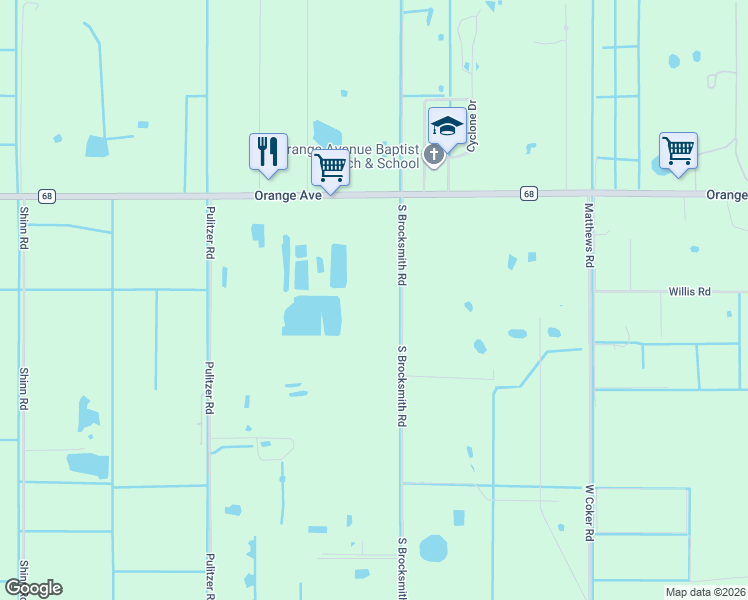 map of restaurants, bars, coffee shops, grocery stores, and more near 541 South Brocksmith Road in Fort Pierce