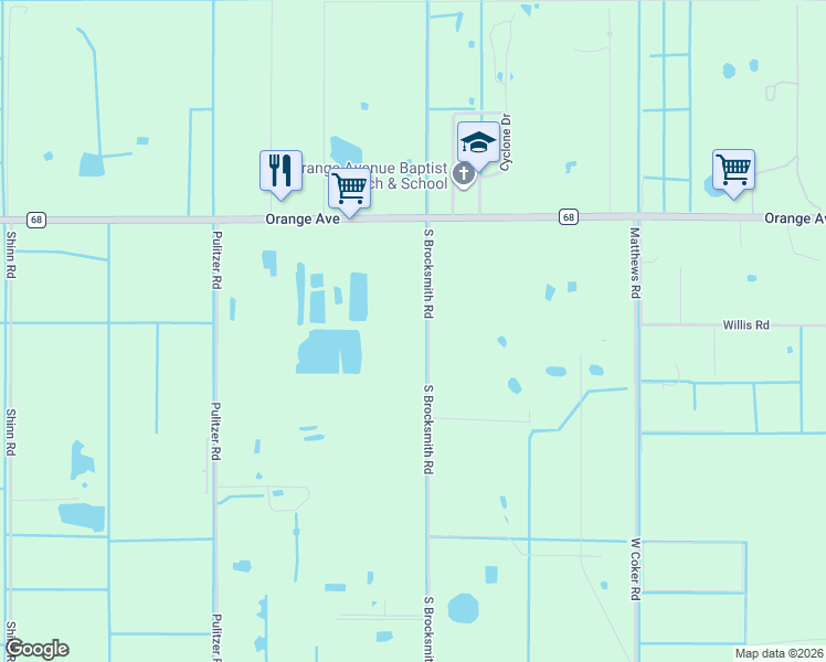 map of restaurants, bars, coffee shops, grocery stores, and more near 541 South Brocksmith Road in Fort Pierce