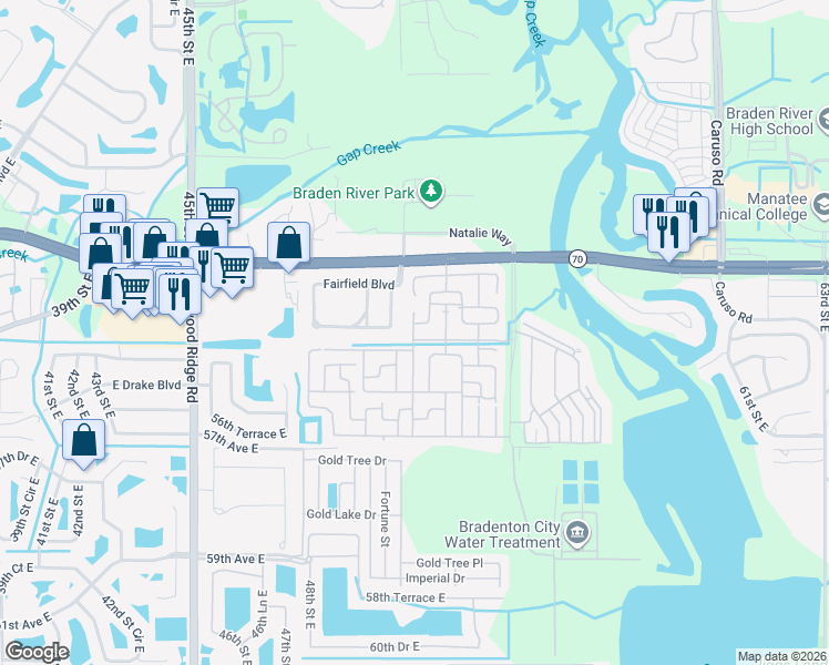 map of restaurants, bars, coffee shops, grocery stores, and more near a46 Michael Drive in Bradenton