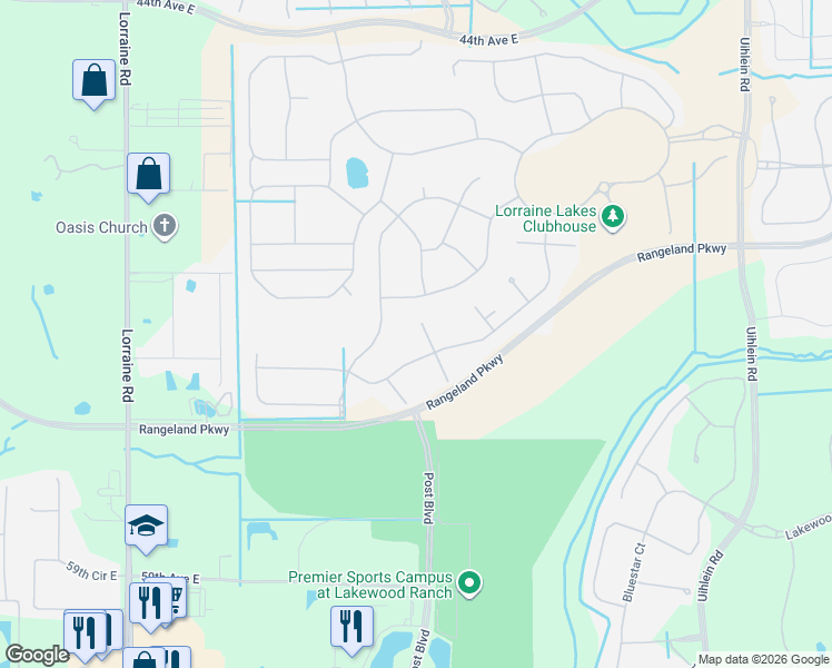 map of restaurants, bars, coffee shops, grocery stores, and more near 15623 Sunny Day Drive in Bradenton