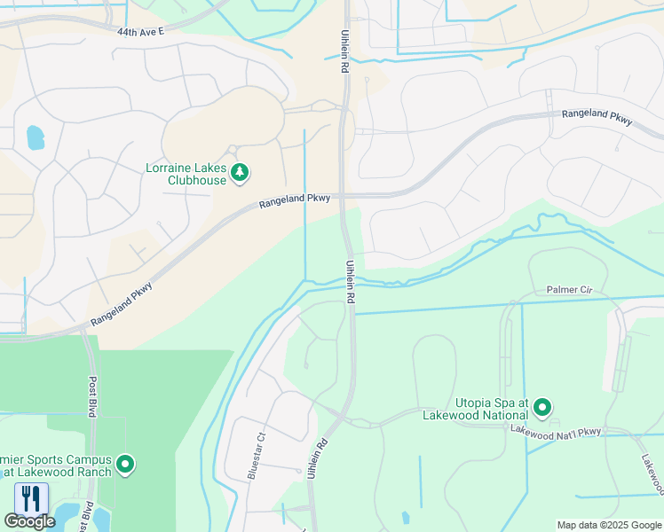 map of restaurants, bars, coffee shops, grocery stores, and more near 5897 Post Boulevard in Bradenton