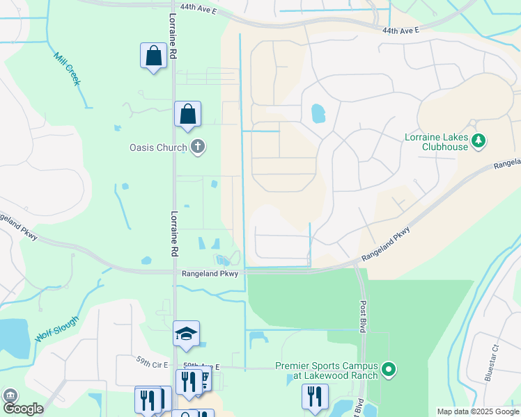 map of restaurants, bars, coffee shops, grocery stores, and more near 14792 Lyla Terrace in Bradenton