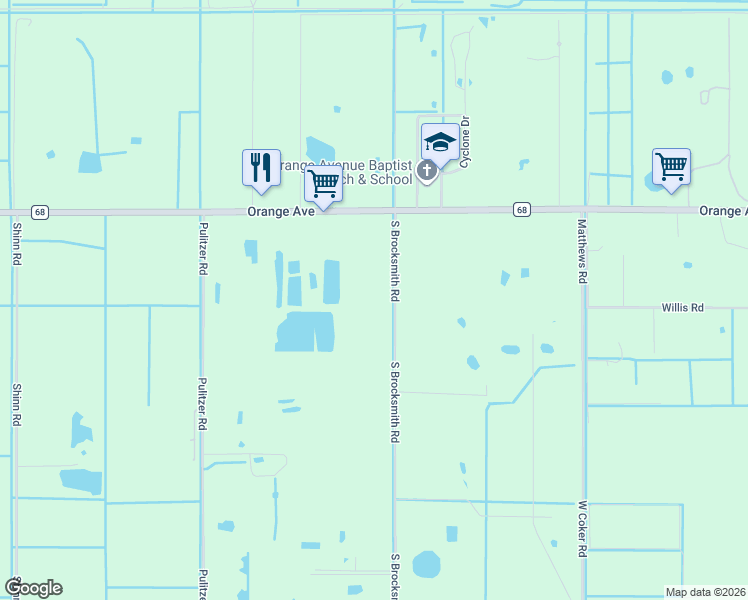 map of restaurants, bars, coffee shops, grocery stores, and more near 541 South Brocksmith Road in Fort Pierce