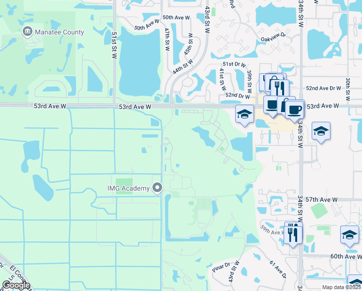 map of restaurants, bars, coffee shops, grocery stores, and more near 5462 46th Court West in Bradenton