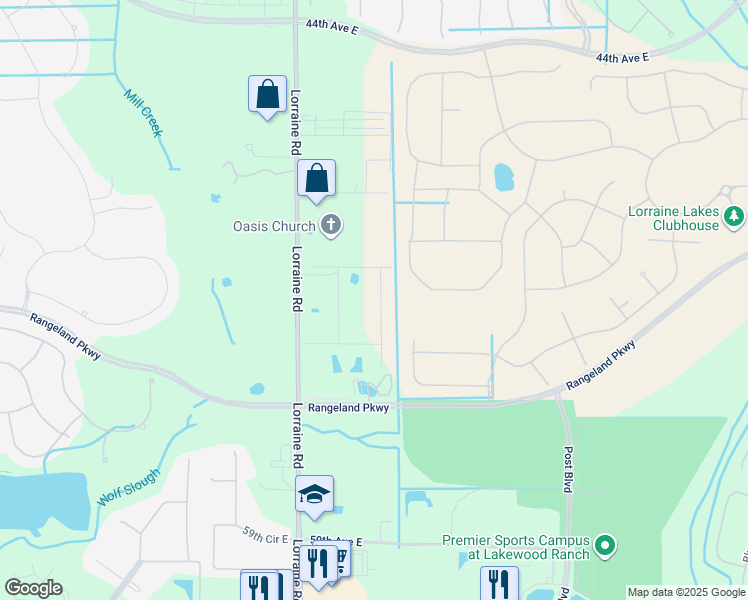 map of restaurants, bars, coffee shops, grocery stores, and more near 5409 Lorraine Road in Bradenton