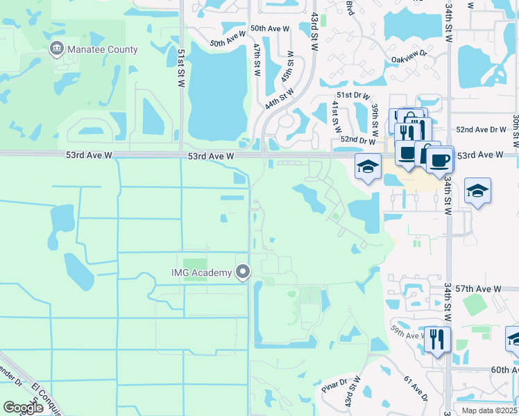 map of restaurants, bars, coffee shops, grocery stores, and more near 5500 34th St W in Bradenton