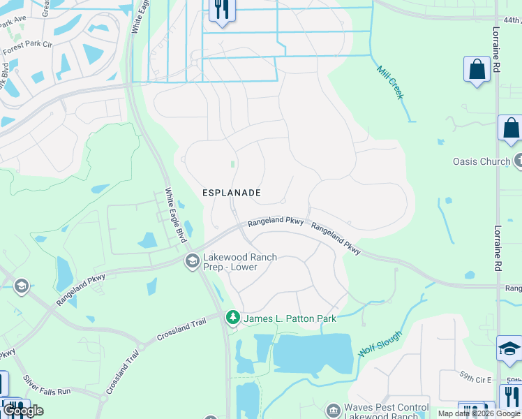 map of restaurants, bars, coffee shops, grocery stores, and more near 5263 Castello Lane in Bradenton