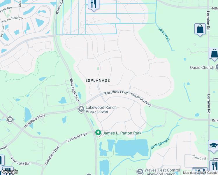 map of restaurants, bars, coffee shops, grocery stores, and more near 5263 Castello Lane in Bradenton