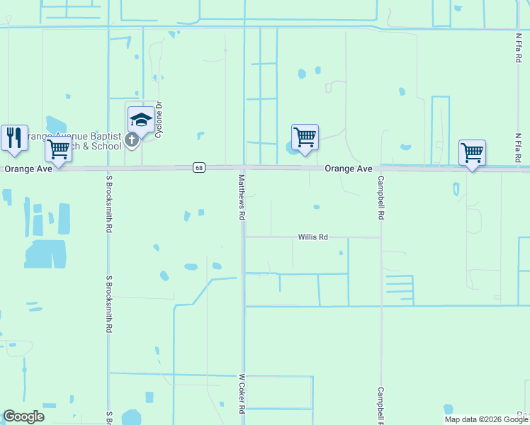 map of restaurants, bars, coffee shops, grocery stores, and more near 11889 Orange Avenue in Fort Pierce