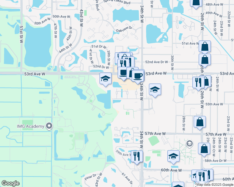 map of restaurants, bars, coffee shops, grocery stores, and more near 110 Morton Boulevard in Bradenton