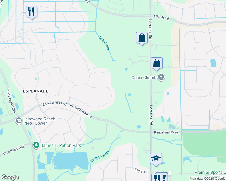 map of restaurants, bars, coffee shops, grocery stores, and more near 13838 Messina Loop in Bradenton
