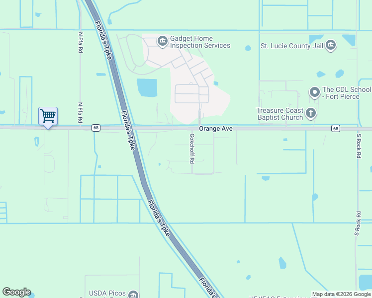 map of restaurants, bars, coffee shops, grocery stores, and more near 355 Gokchoff Road in Fort Pierce