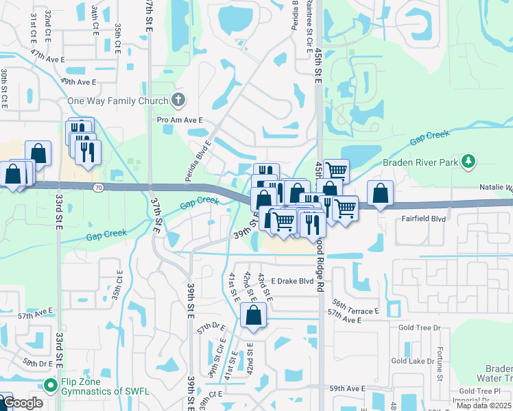 map of restaurants, bars, coffee shops, grocery stores, and more near in Bradenton