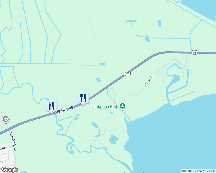 map of restaurants, bars, coffee shops, grocery stores, and more near 119 Istokpoga Park Access Road in Sebring