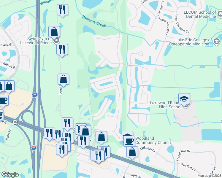 map of restaurants, bars, coffee shops, grocery stores, and more near 8739 52nd Drive East in Bradenton