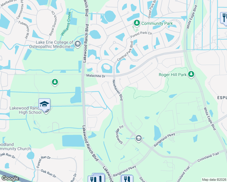 map of restaurants, bars, coffee shops, grocery stores, and more near 11216 Spring Gate Trail in Bradenton