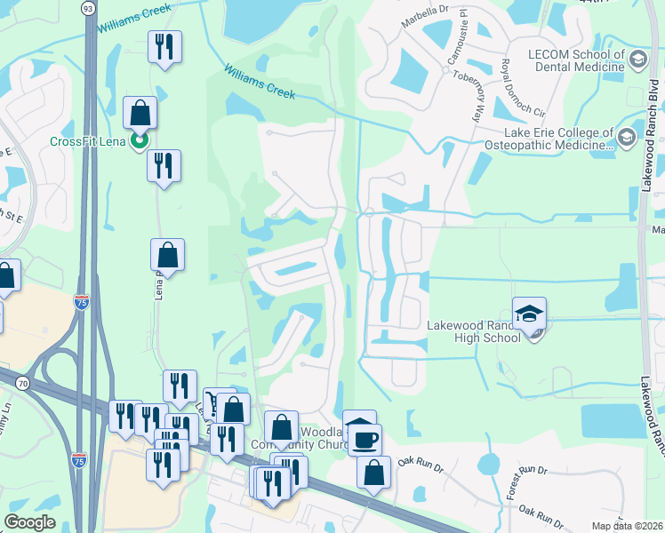 map of restaurants, bars, coffee shops, grocery stores, and more near 5207 88th Street East in Bradenton