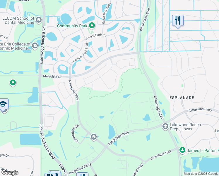 map of restaurants, bars, coffee shops, grocery stores, and more near 5256 Bentgrass Way in Bradenton