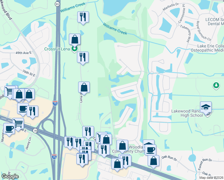 map of restaurants, bars, coffee shops, grocery stores, and more near 5100 87th Street East in Bradenton