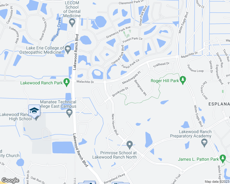 map of restaurants, bars, coffee shops, grocery stores, and more near 11611 Brookside Drive in Bradenton