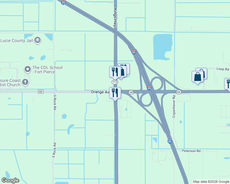 map of restaurants, bars, coffee shops, grocery stores, and more near 823 South Kings Highway in Fort Pierce