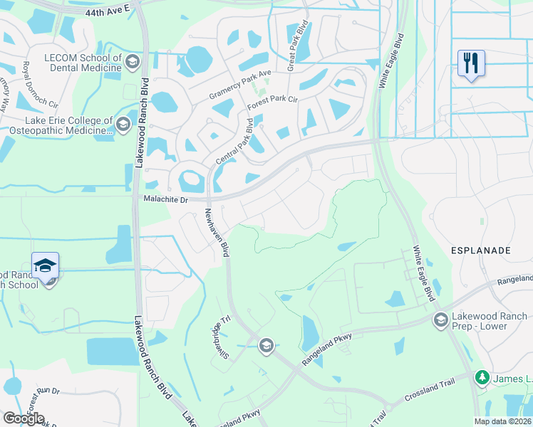 map of restaurants, bars, coffee shops, grocery stores, and more near 11708 Meadowgate Place in Bradenton
