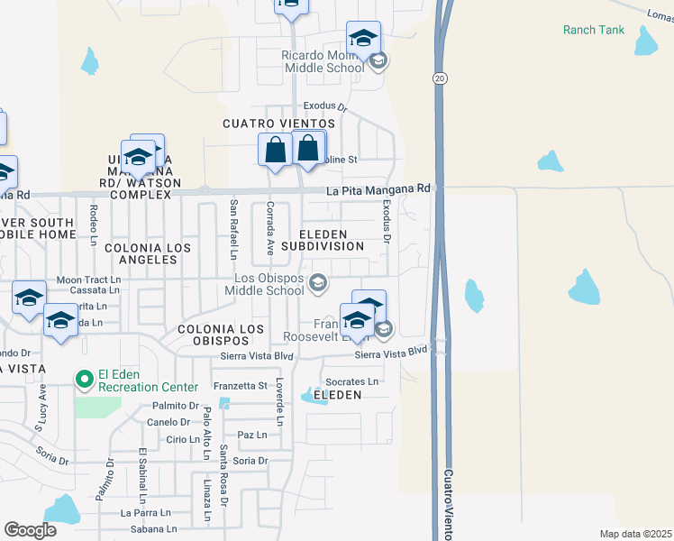 map of restaurants, bars, coffee shops, grocery stores, and more near 4605 Invierno Lane in Laredo