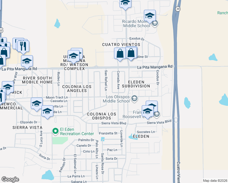 map of restaurants, bars, coffee shops, grocery stores, and more near 4644 River Lake Drive in Laredo