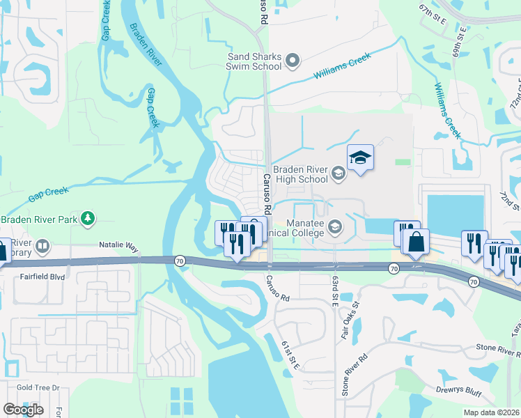 map of restaurants, bars, coffee shops, grocery stores, and more near in Bradenton