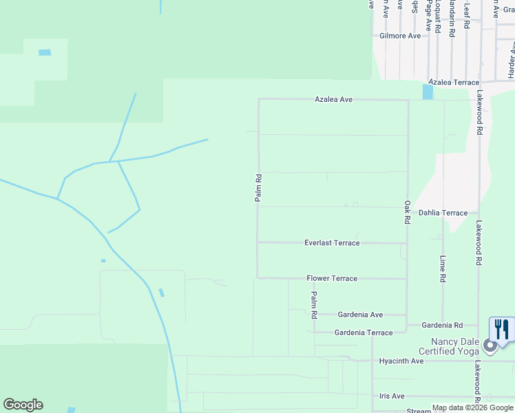 map of restaurants, bars, coffee shops, grocery stores, and more near Palm Road in Sebring