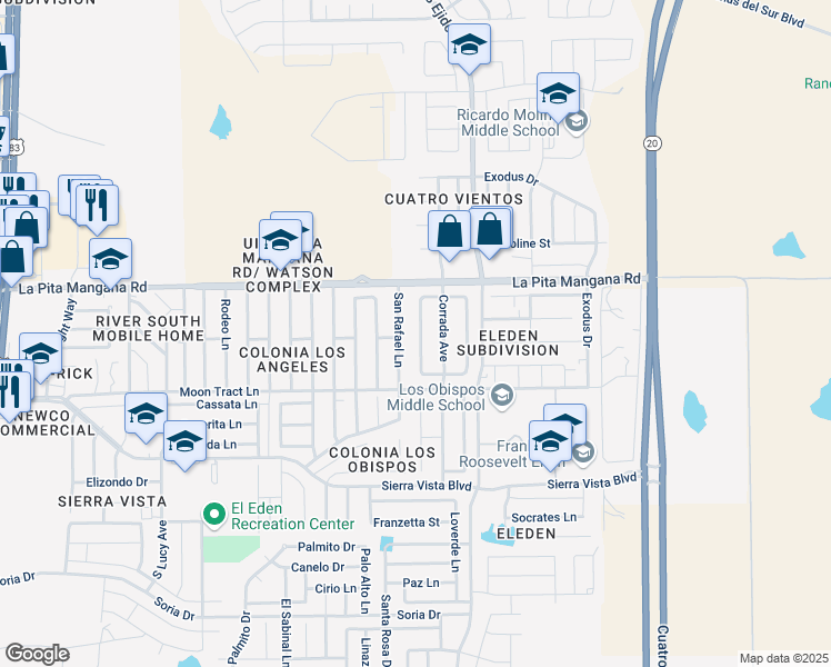 map of restaurants, bars, coffee shops, grocery stores, and more near 4622 River Lake Drive in Laredo