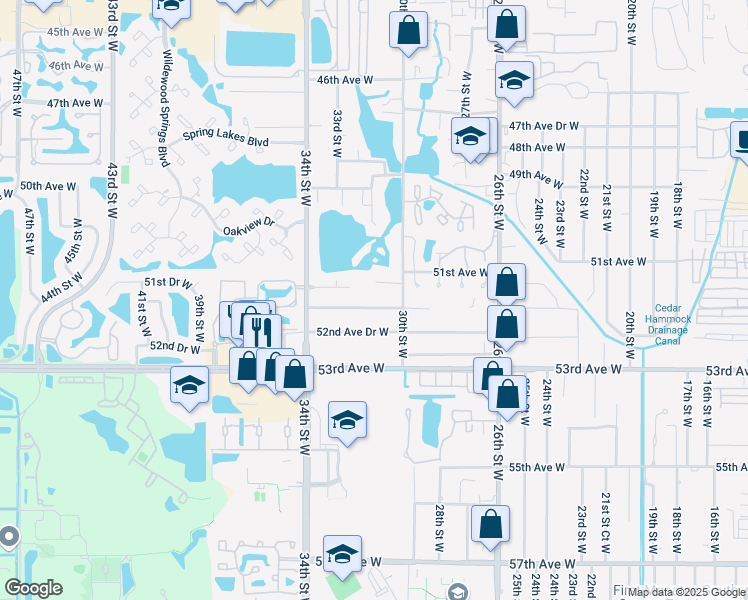 map of restaurants, bars, coffee shops, grocery stores, and more near 3108 51st Avenue Terrace West in Bradenton