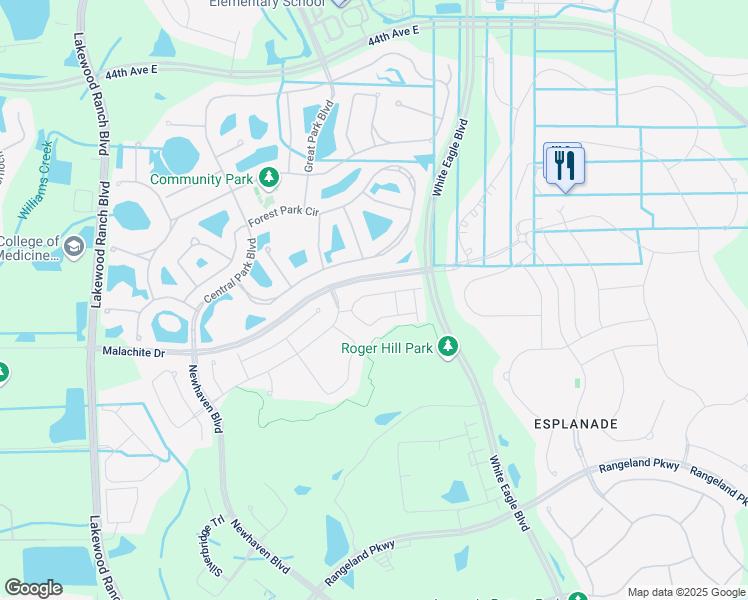 map of restaurants, bars, coffee shops, grocery stores, and more near 12328 Trailhead Drive in Bradenton