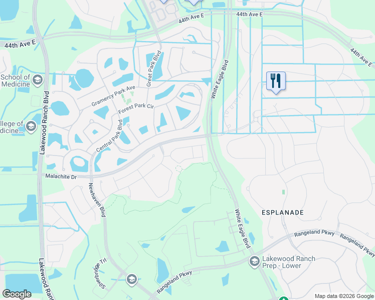 map of restaurants, bars, coffee shops, grocery stores, and more near 12196 Trailhead Drive in Bradenton
