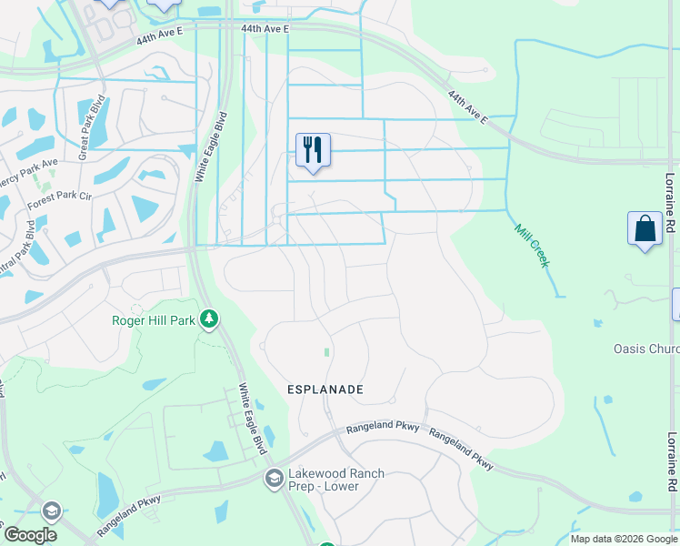 map of restaurants, bars, coffee shops, grocery stores, and more near 5115 Savona Run in Bradenton