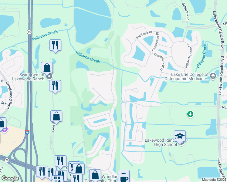 map of restaurants, bars, coffee shops, grocery stores, and more near 5046 88th Street East in Bradenton