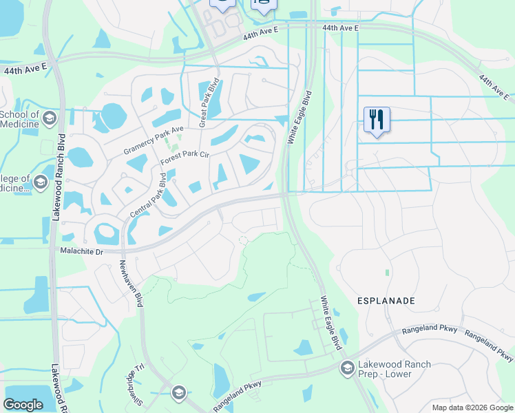 map of restaurants, bars, coffee shops, grocery stores, and more near 11866 Forest Park Circle in Bradenton