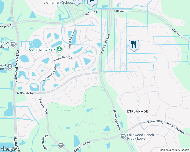 map of restaurants, bars, coffee shops, grocery stores, and more near 12439 Trailhead Drive in Bradenton