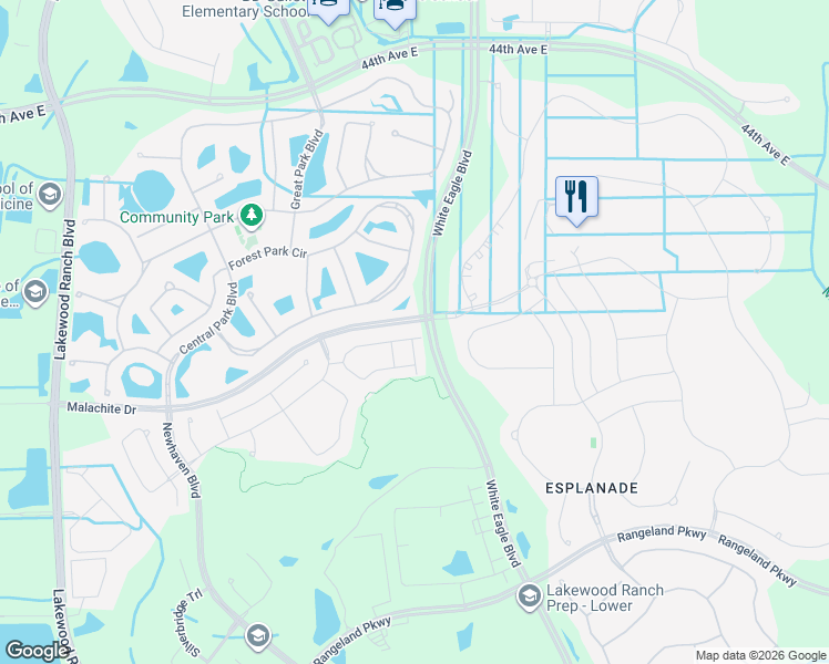 map of restaurants, bars, coffee shops, grocery stores, and more near 12439 Trailhead Drive in Bradenton