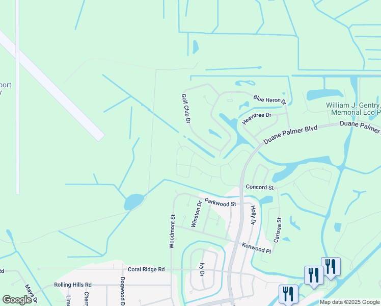 map of restaurants, bars, coffee shops, grocery stores, and more near 429 Foxhall in Sebring