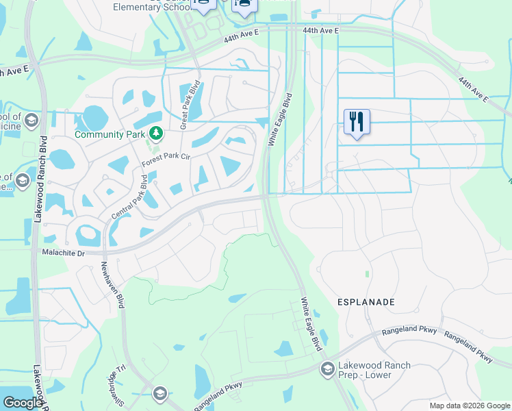 map of restaurants, bars, coffee shops, grocery stores, and more near 12439 Trailhead Drive in Bradenton
