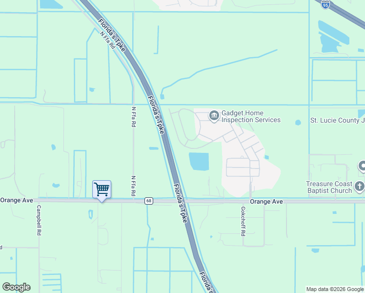 map of restaurants, bars, coffee shops, grocery stores, and more near Florida's Turnpike in Fort Pierce