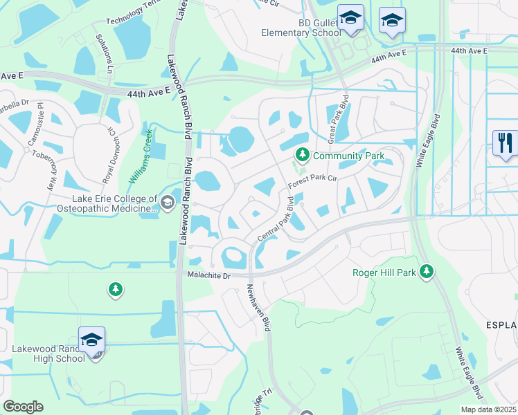 map of restaurants, bars, coffee shops, grocery stores, and more near 4919 Newport News Circle in Bradenton