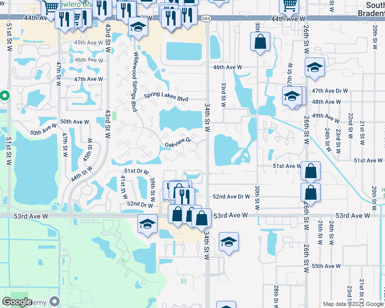 map of restaurants, bars, coffee shops, grocery stores, and more near 141 Wild Palm Drive in Bradenton