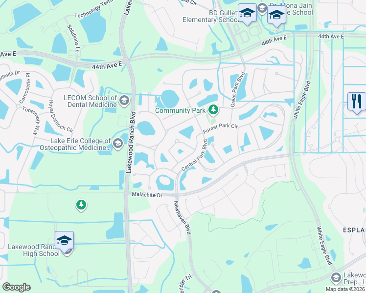 map of restaurants, bars, coffee shops, grocery stores, and more near 4919 Newport News Circle in Bradenton