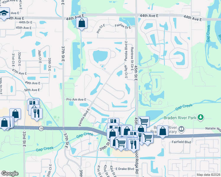 map of restaurants, bars, coffee shops, grocery stores, and more near 4368 Presidential Avenue Circle East in Bradenton