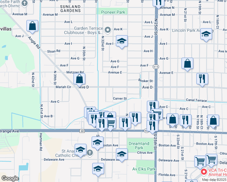 map of restaurants, bars, coffee shops, grocery stores, and more near 420 North 31st Street in Fort Pierce