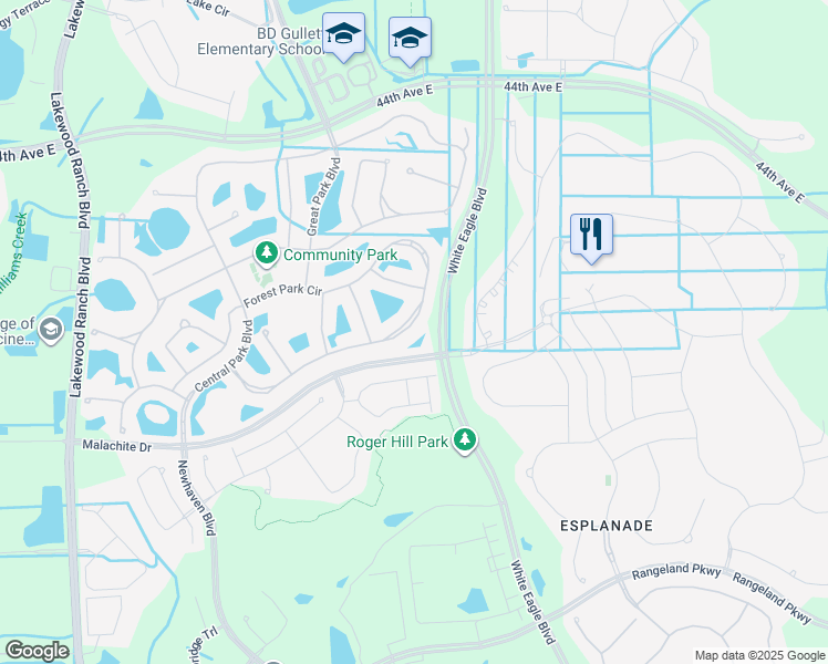 map of restaurants, bars, coffee shops, grocery stores, and more near 11898 Forest Park Circle in Bradenton