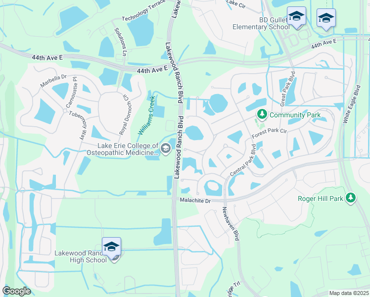 map of restaurants, bars, coffee shops, grocery stores, and more near 11105 Encanto Terrace in Bradenton