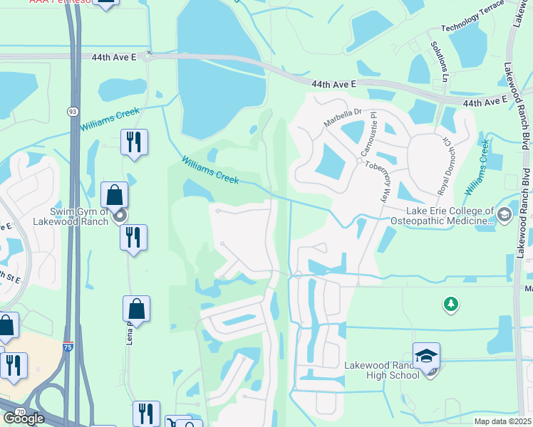 map of restaurants, bars, coffee shops, grocery stores, and more near 8782 49th Terrace East in Bradenton